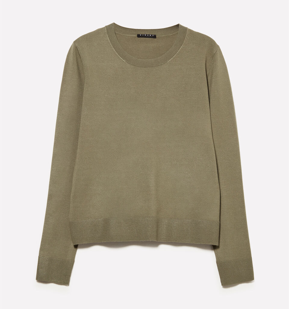 Military green crew neck top - women's crew neck sweaters - Dark Green | Sisley image number 5
